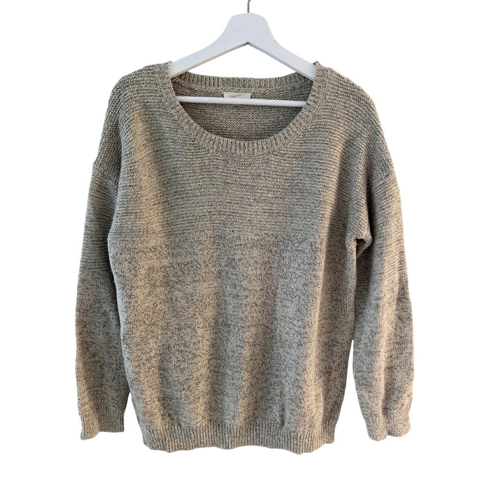Mystree Women Small Oatmeal Grey Marl Mixed Stitch Knit Pullover Sweater Relaxed